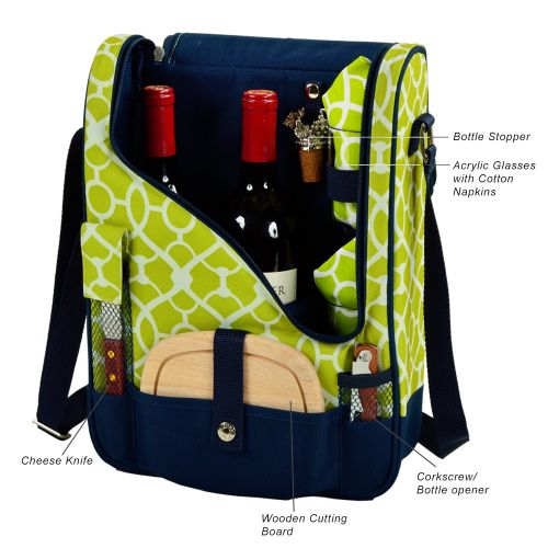  Picnic at Ascot Original Wine and Cheese Tote for 2 with Matching Cooler - Designed & Assembled in California - Navy