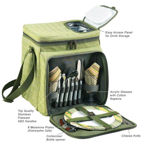  Picnic at Ascot Original Insulated Picnic Basket/Cooler Equipped with Service for 2- Designed, Assembled & Quality Approved in the USA