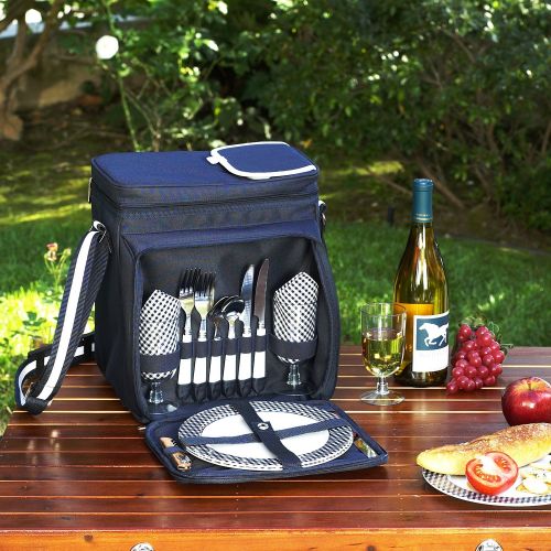  Picnic at Ascot Original Insulated Picnic Basket/Cooler Equipped with Service for 2- Designed, Assembled & Quality Approved in the USA