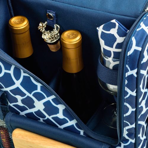  Picnic at Ascot - Wine Carrier Deluxe with Glass Wine Glasses and Accessories for Two, Black/Plaid