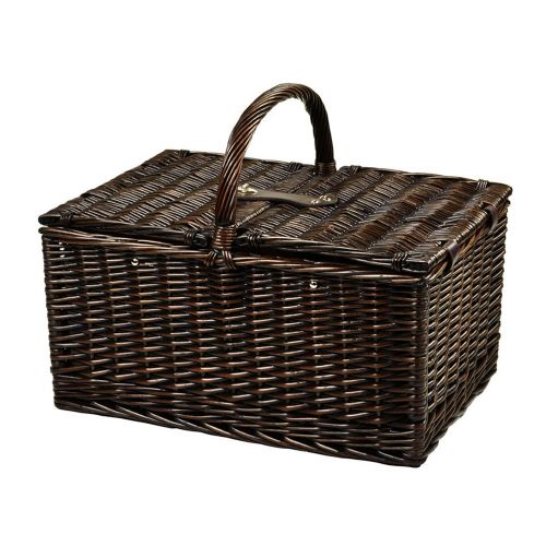  Picnic at Ascot Surrey Willow Picnic Basket with Service for 2 with Blanket - Blue Stripe