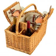 Picnic at Ascot Vineyard Willow Picnic Basket, Natural/Diamond Orange