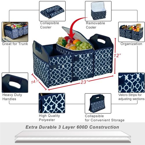  Picnic at Ascot 3 Section Folding Trunk Organizer- with Removable Cooler- Designed & Quality Approved in the USA