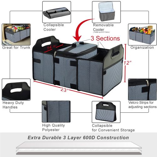  Picnic at Ascot 3 Section Folding Trunk Organizer- with Removable Cooler- Designed & Quality Approved in the USA