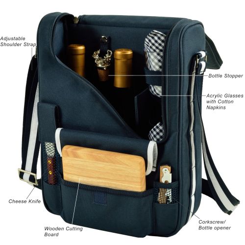  Picnic at Ascot Original Wine and Cheese Tote for 2 with Coordinating Picnic Blanket - Designed & Assembled in California