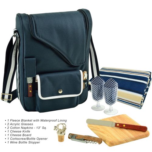  Picnic at Ascot Original Wine and Cheese Tote for 2 with Coordinating Picnic Blanket - Designed & Assembled in California