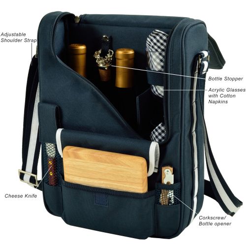  Picnic at Ascot Original Wine and Cheese Tote for 2 with Coordinating Picnic Blanket - Designed & Assembled in California