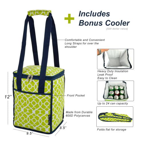  Picnic at Ascot Original Wine and Cheese Tote for 2 with Coordinating Picnic Blanket - Designed & Assembled in California