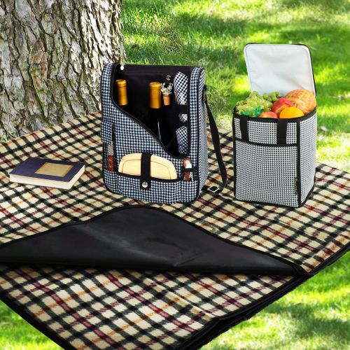  Picnic at Ascot Original Wine and Cheese Tote for 2 with Coordinating Picnic Blanket - Designed & Assembled in California