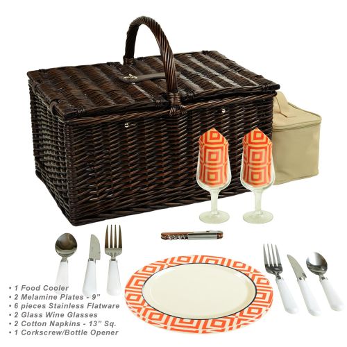  Picnic at Ascot Surrey Willow Picnic Basket with Service for 2 - London Plaid