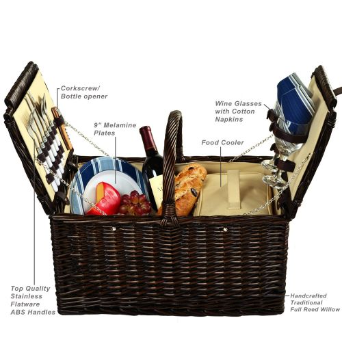  Picnic at Ascot Surrey Willow Picnic Basket with Service for 2 - London Plaid
