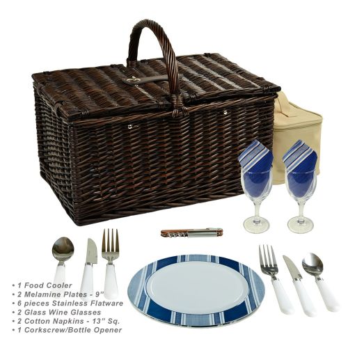  Picnic at Ascot Surrey Willow Picnic Basket with Service for 2 - London Plaid