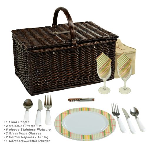  Picnic at Ascot Surrey Willow Picnic Basket with Service for 2 - London Plaid