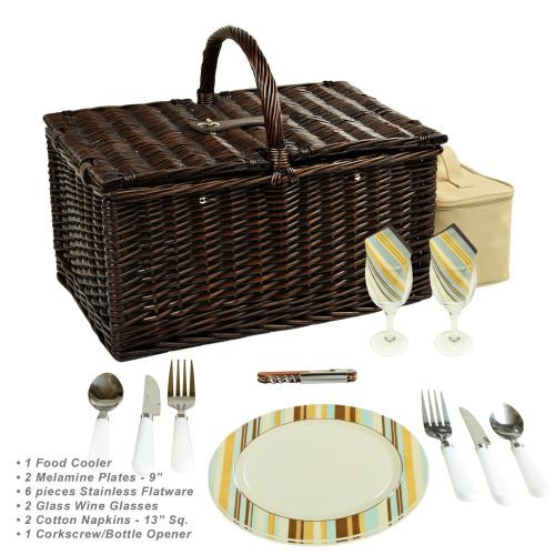  Picnic at Ascot Surrey Willow Picnic Basket with Service for 2 - London Plaid