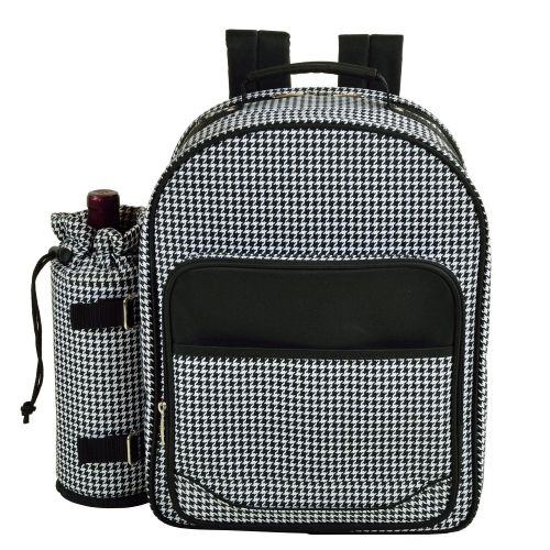  Picnic at Ascot - Deluxe Equipped 4 Person Picnic Backpack with Cooler & Insulated Wine Holder - Black