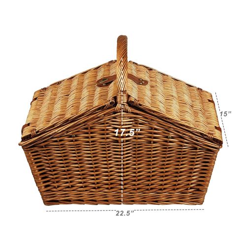  Picnic at Ascot Huntsman English-Style Willow Picnic Basket with Service for 4 - Santa Cruz