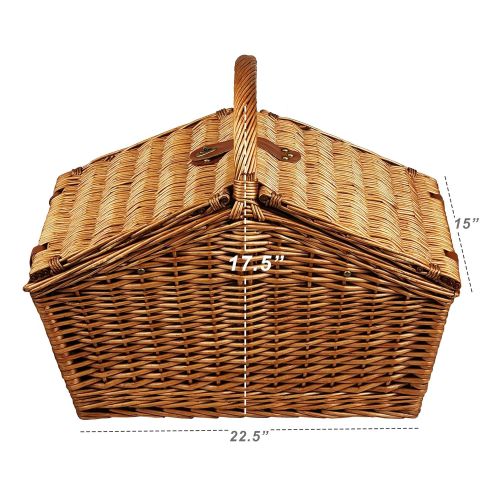  Picnic at Ascot Huntsman English-Style Willow Picnic Basket with Service for 4 - Santa Cruz