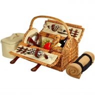 Picnic at Ascot Sussex Willow Picnic Basket with Service for 2 with Blanket - London Plaid