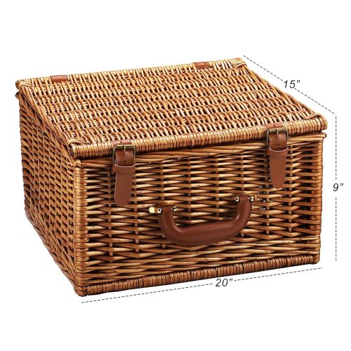  Picnic at Ascot Cheshire English-Style Willow Picnic Basket with Service for 2 - London Plaid