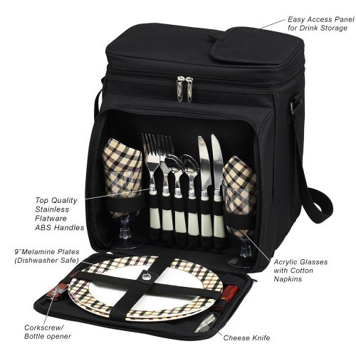  Picnic at Ascot Original Insulated Picnic Basket/Cooler Equipped with Service for 2- Designed, Assembled & Quality Approved in the USA