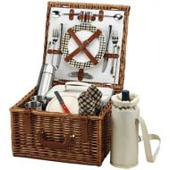 Picnic at Ascot Cheshire English-Style Willow Picnic Basket with Service for 2 and Coffee Set - London Plaid