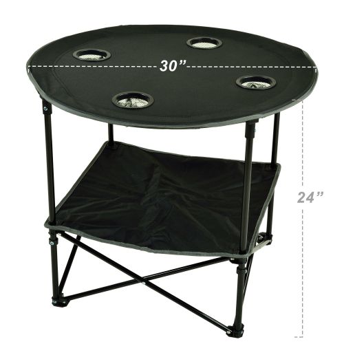  Picnic at Ascot Travel Folding Table for Picnics and Tailgating, Black