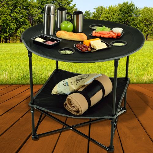  Picnic at Ascot Travel Folding Table for Picnics and Tailgating, Black