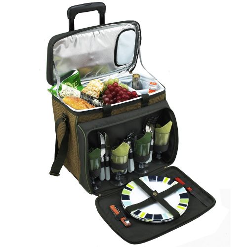  Picnic at Ascot Original Insulated Picnic Cooler with Service for 4 on Wheels-Designed & Assembled in the USA