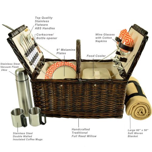  Picnic at Ascot Surrey Picnic Basket for Two with Blanket/Coffee