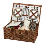 Picnic at Ascot Dorset English-Style Willow Picnic Basket with Service for 4 - London Plaid