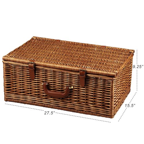  Picnic at Ascot Dorset English-Style Willow Picnic Basket with Service for 4 - London Plaid