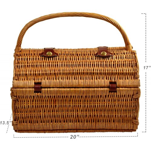  Picnic at Ascot Yorkshire Willow Picnic Basket with Service for 4, with Coffee Set - Gazebo