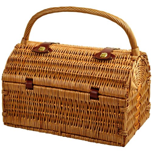  Picnic at Ascot Sussex Willow Picnic Basket with Service for 2, with Coffee Set and Blanket - London Plaid