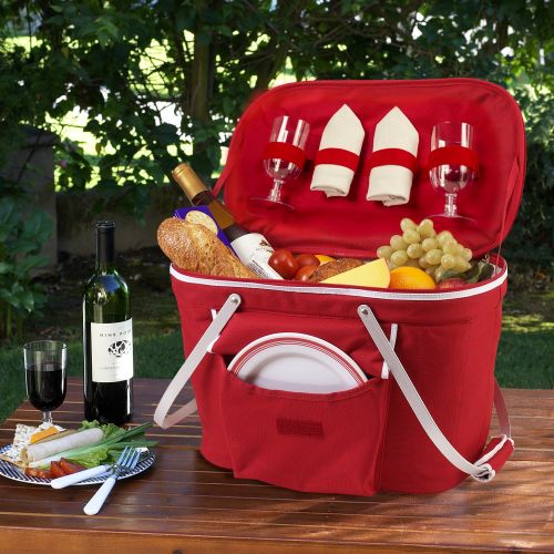  Picnic at Ascot Collapsible Insulated Picnic Basket Equipped with Service For 2 - Navy