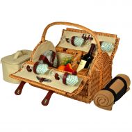 Picnic at Ascot Yorkshire Willow Picnic Basket with Service for 4 with Blanket - Gazebo