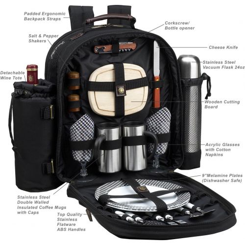  Picnic at Ascot Original Equipped 2 Person Picnic Backpack with Coffee Service, Cooler & Insulated Wine Holder - Designed & Assembled in the USA