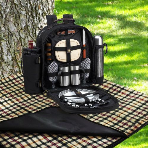  Picnic at Ascot Original Equipped 2 Person Picnic Backpack with Coffee Service, Cooler & Insulated Wine Holder - Designed & Assembled in the USA