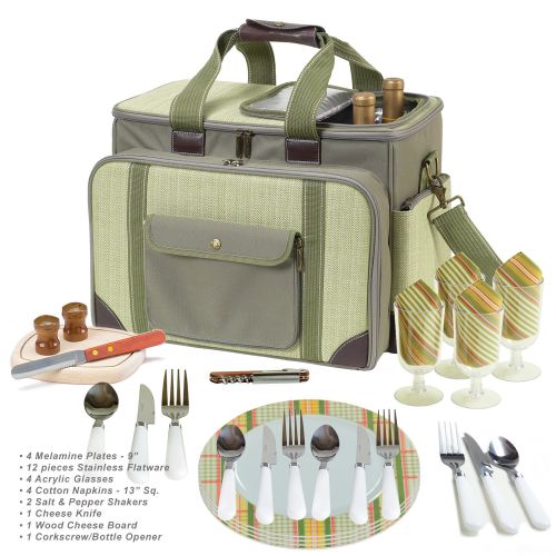  Picnic at Ascot- Original Insulated Picnic Cooler with Service for 4 - Designed & Assembled in the USA