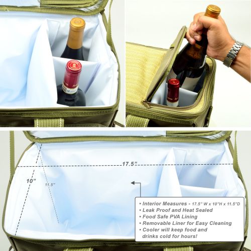  Picnic at Ascot- Original Insulated Picnic Cooler with Service for 4 - Designed & Assembled in the USA