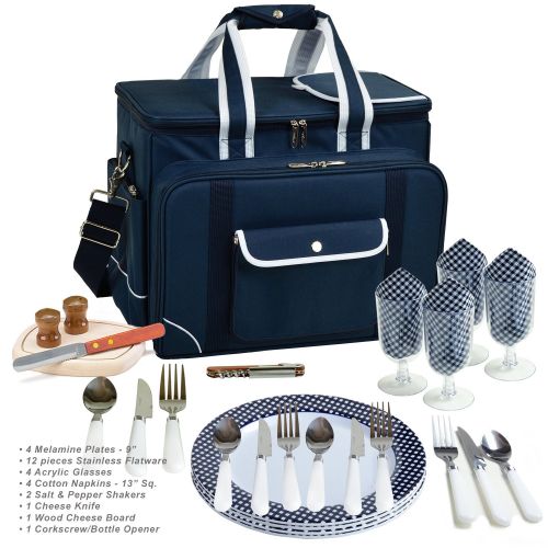  Picnic at Ascot- Original Insulated Picnic Cooler with Service for 4 - Designed & Assembled in the USA