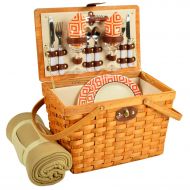 Picnic at Ascot Frisco Traditional American Style Picnic Basket With Blanket, Diamond Orange
