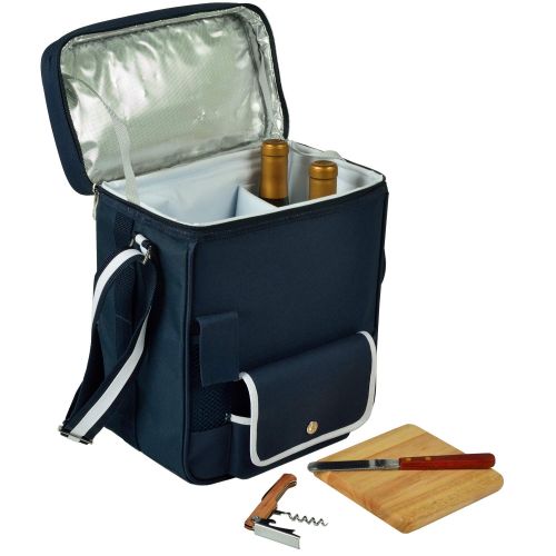  Picnic at Ascot Wine and Cheese Picnic Basket/Cooler with hardwood cutting Board, Cheese Knife and Corkscrew - Black
