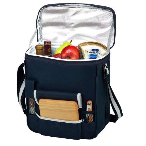  Picnic at Ascot Wine and Cheese Picnic Basket/Cooler with hardwood cutting Board, Cheese Knife and Corkscrew - Black