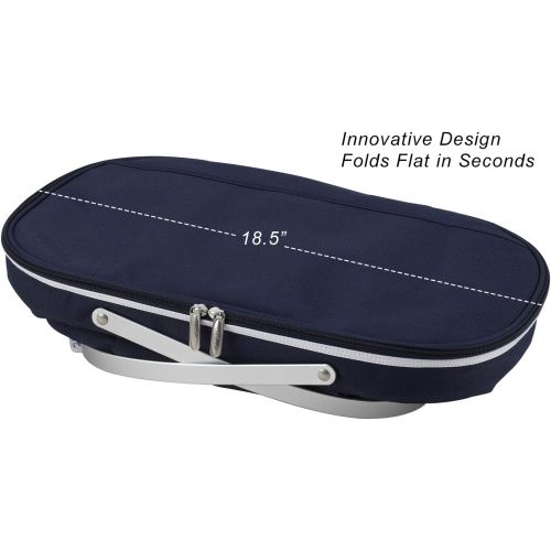  Picnic at Ascot Patented Collapsible Insulated Picnic Basket Equipped with Service For 4- Designed and Assembled in USA