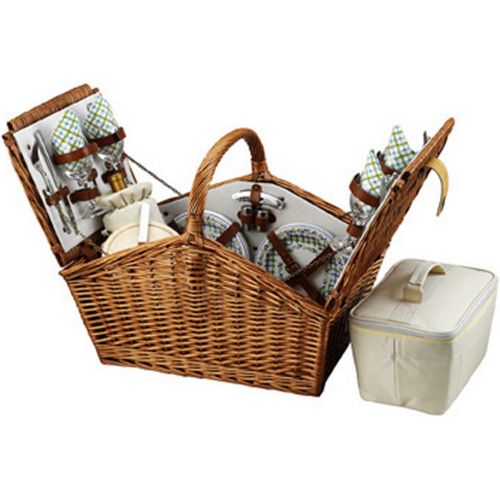  Picnic at Ascot Huntsman English-Style Willow Picnic Basket with Service for 4 - Gazebo