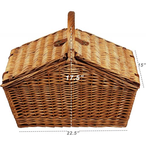  Picnic at Ascot Huntsman English-Style Willow Picnic Basket with Service for 4 - Gazebo