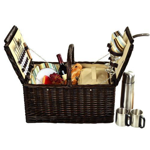  Picnic at Ascot Surrey Willow Picnic Basket with Service for 2 with Coffee Set - Santa Cruz