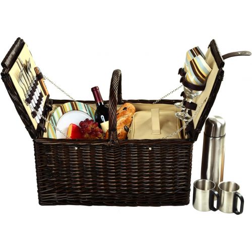  Picnic at Ascot Surrey Willow Picnic Basket with Service for 2 with Coffee Set - Santa Cruz