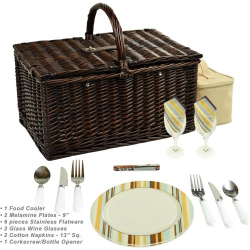  Picnic at Ascot Surrey Willow Picnic Basket with Service for 2 - Santa Cruz