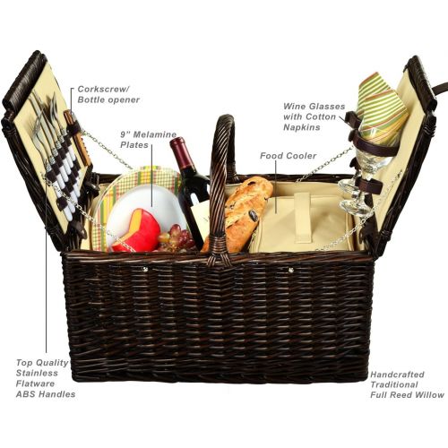  Picnic at Ascot Surrey Willow Picnic Basket with Service for 2 - Hamptons